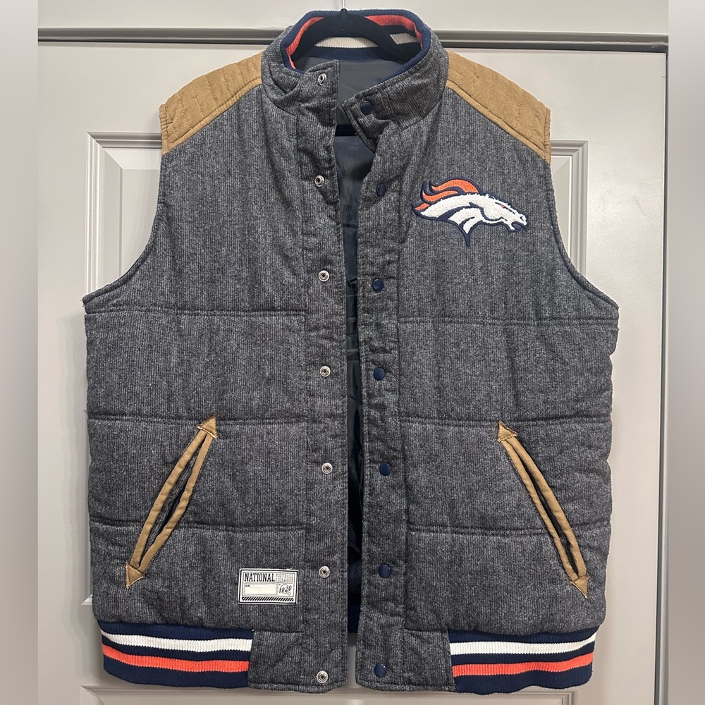 Broncos Legacy Full Snap Puffer Vest - Reversible